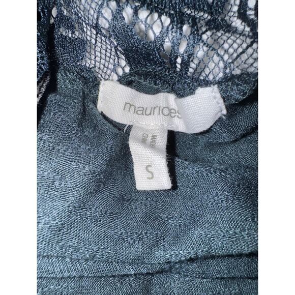 Whimsygoth Lace Green Gauze Velvet Trim Bell Sleeve Top Boho Hippie Size Small - Picture 8 of 10